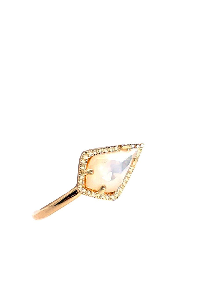 14k gold art deco inspired kite mother of pearl & diamond fashion ring MR27586MP