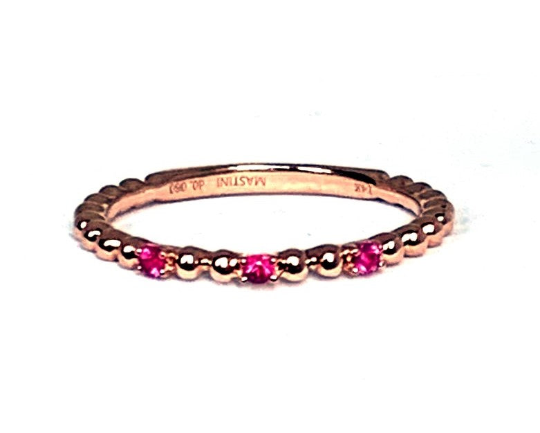 14k gold beaded ruby fashion stack ring SR38281R