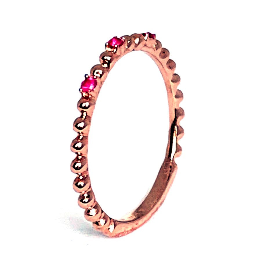 14k gold beaded sapphire fashion stack ring SR38281s