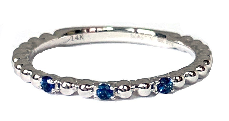 14k gold beaded emerald fashion stack ring SR38281E