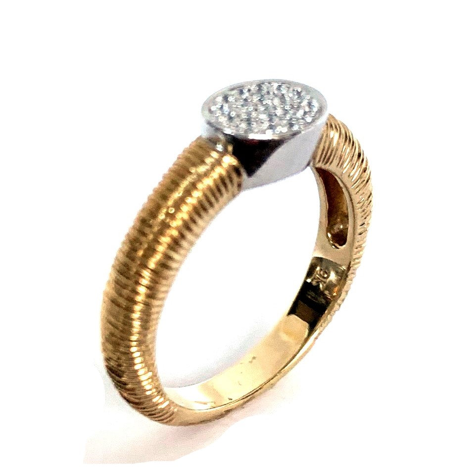 14K Brushed Gold Diamond Fashion Stack Ring SCR-1004