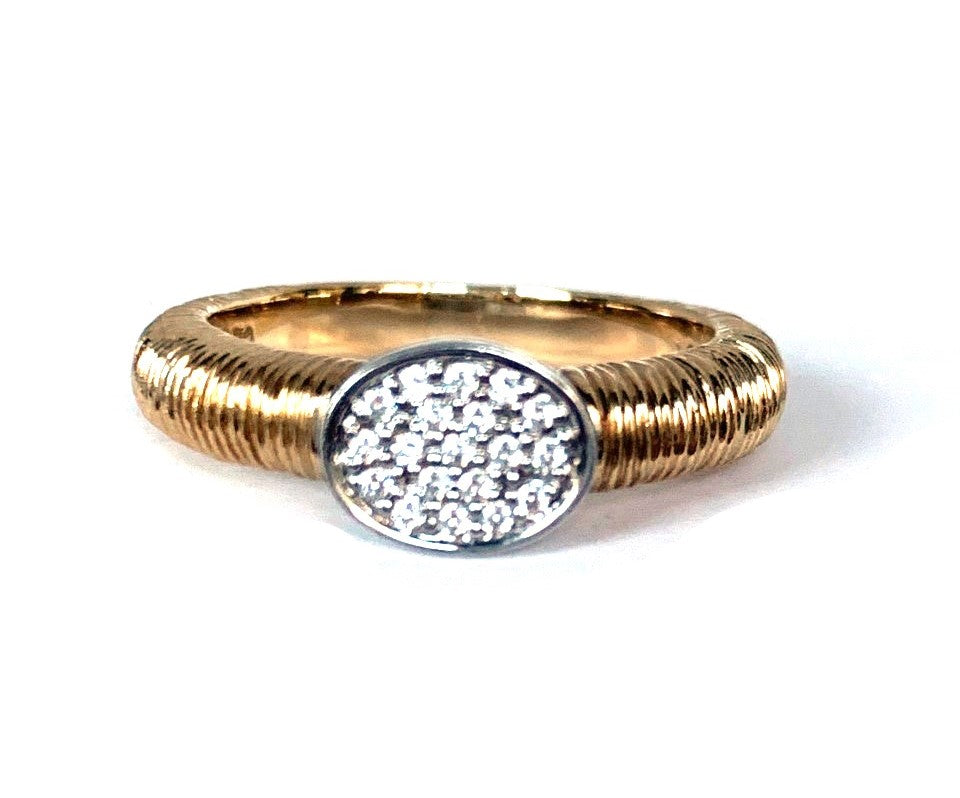 14K Brushed Gold Diamond Fashion Stack Ring SCR-1004