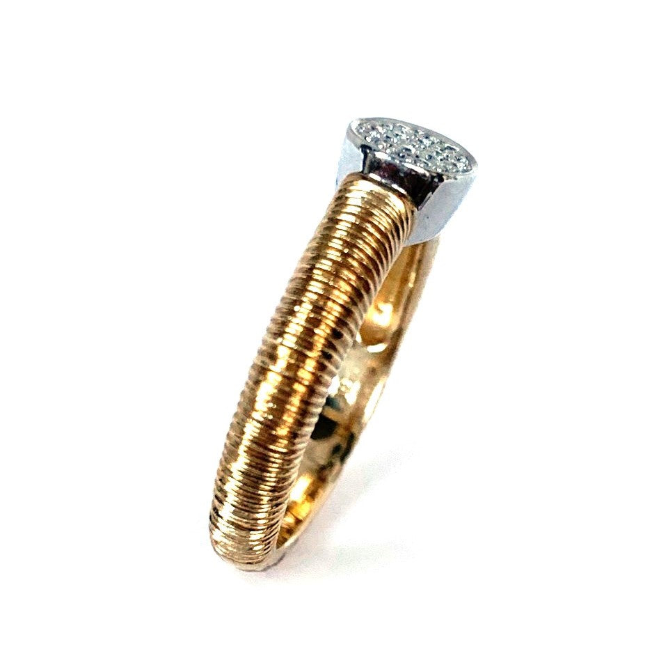 14K Brushed Gold Diamond Fashion Stack Ring SCR-1004