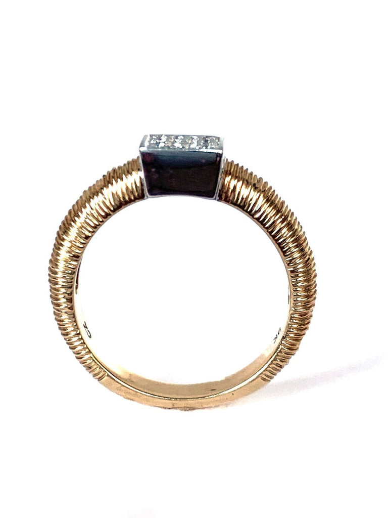 14K Brushed Gold Diamond Fashion Stack Ring SCR-1005