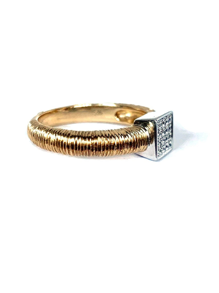 14K Brushed Gold Diamond Fashion Stack Ring SCR-1005