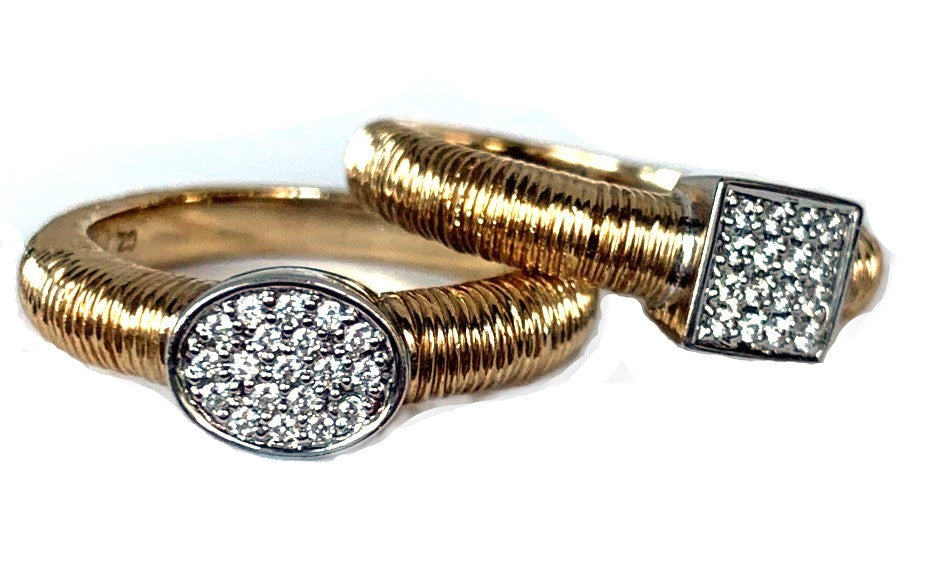 14K Brushed Gold Diamond Fashion Stack Ring SCR-1005