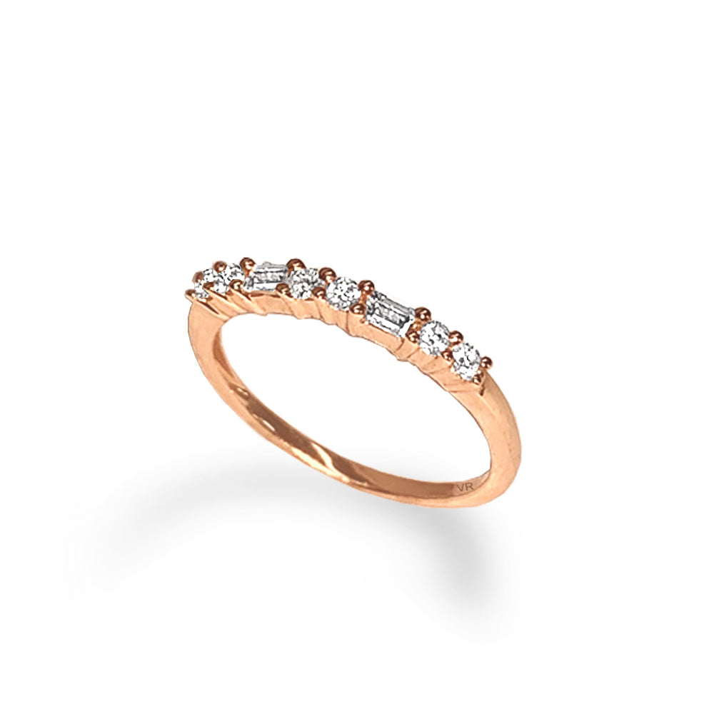 14k gold diamond baguette and round wedding band SR33456