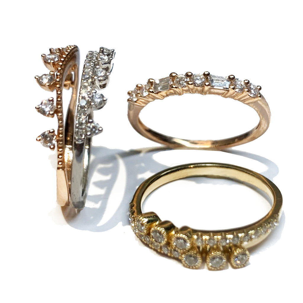 14k gold diamond baguette and round wedding band SR33456