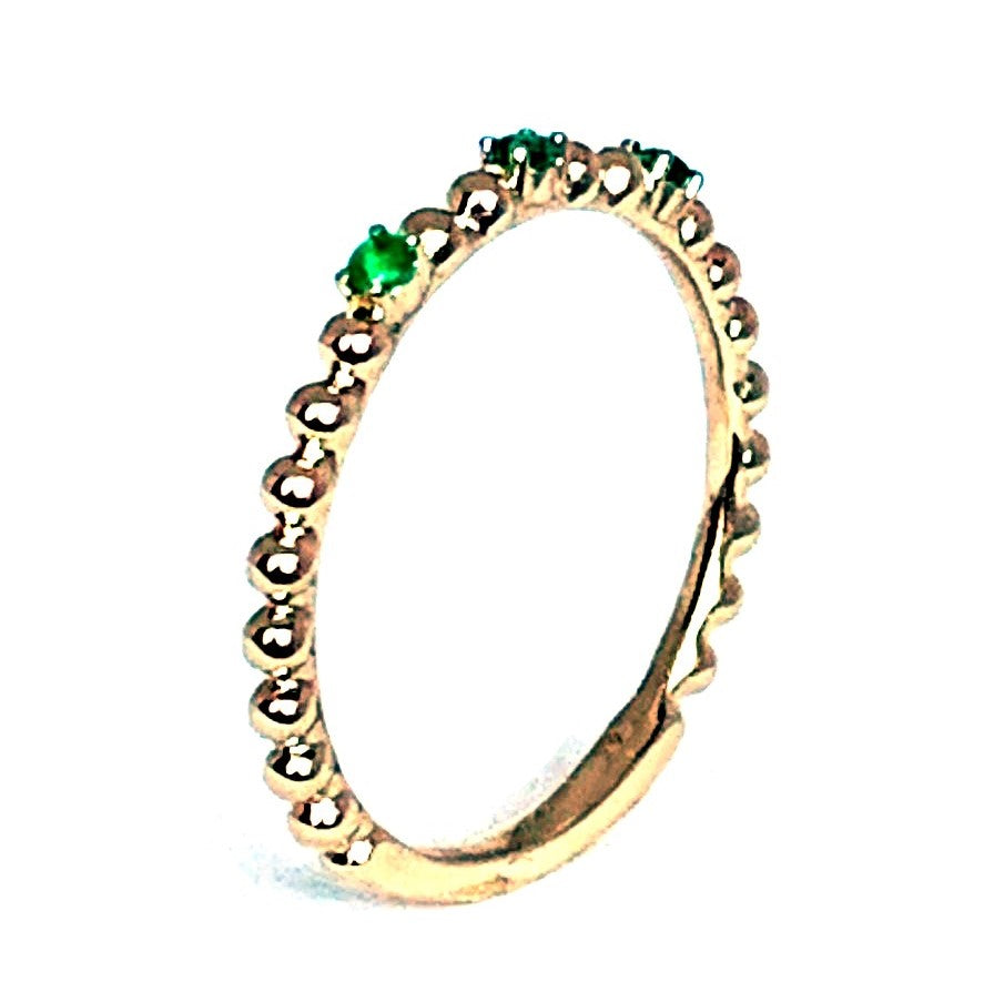 14k gold beaded sapphire fashion stack ring SR38281s