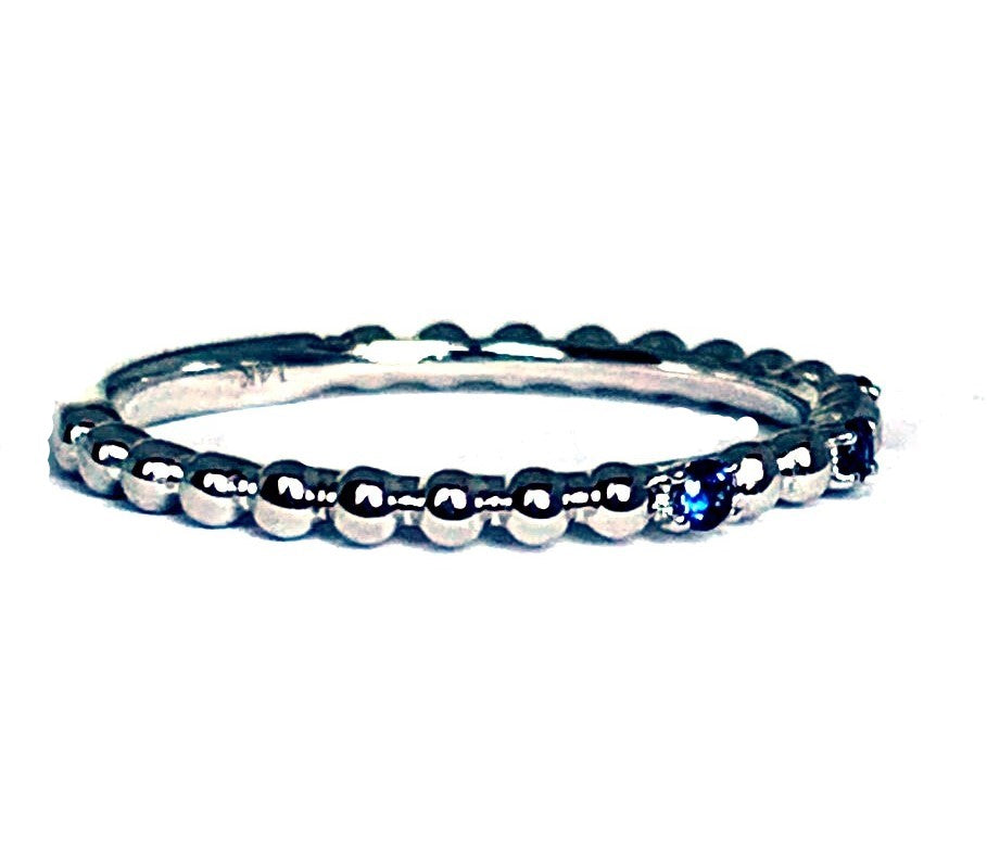 14k gold beaded sapphire fashion stack ring SR38281s