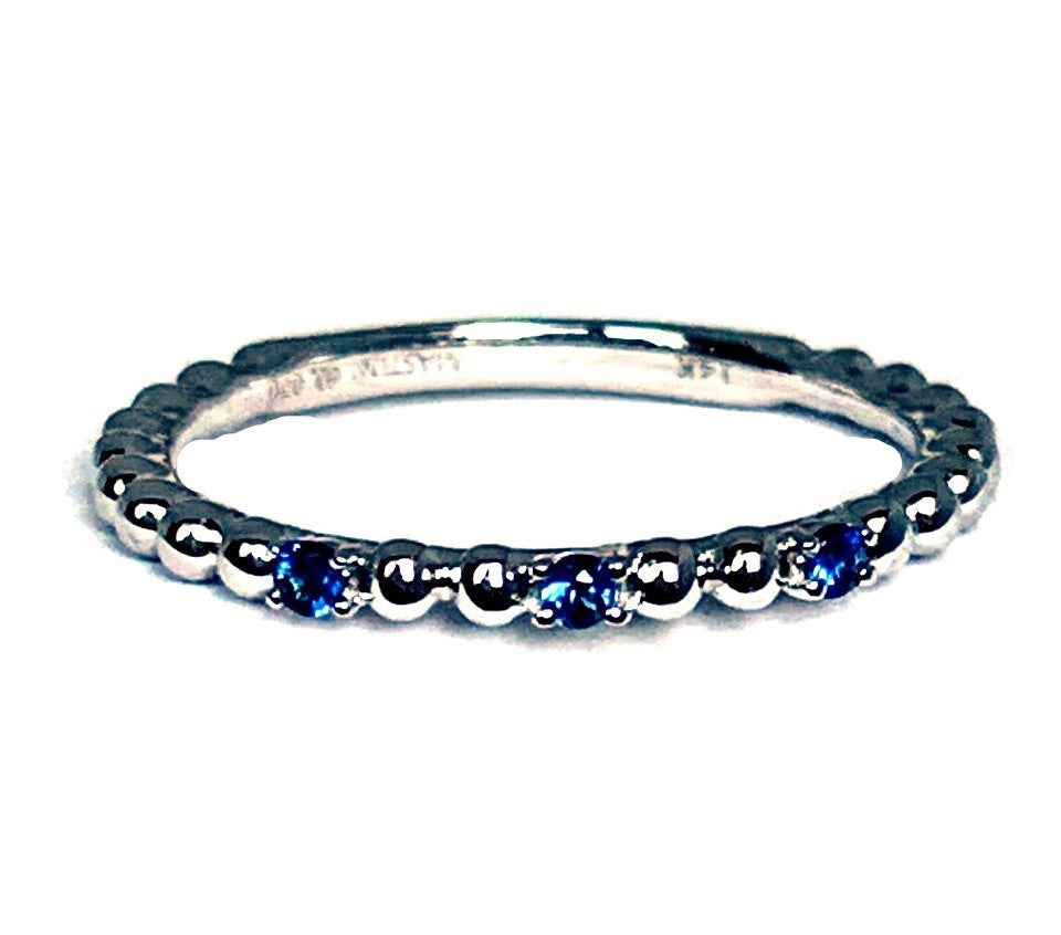 14k gold beaded sapphire fashion stack ring SR38281s