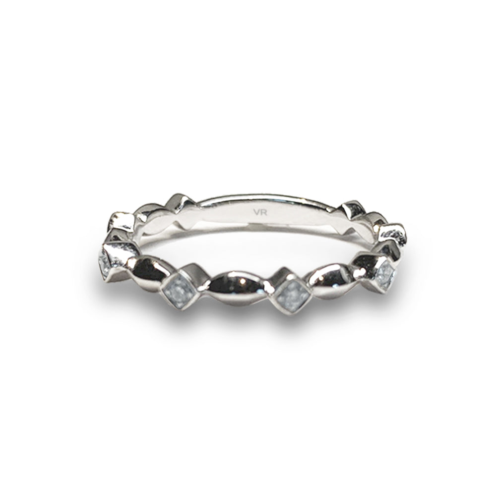 14k gold bezel diamond fashion stack ring SR40781