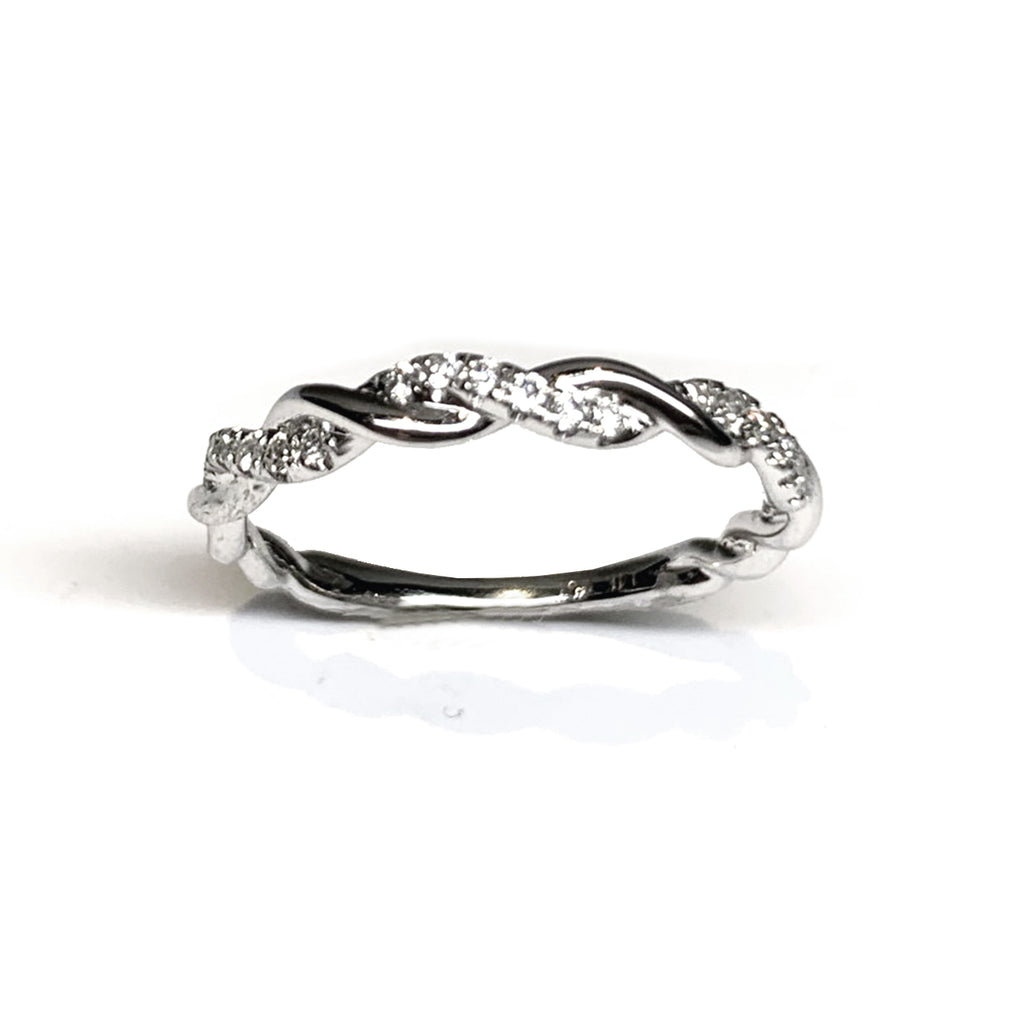 14k gold swirl diamond fashion stack ring SR42936