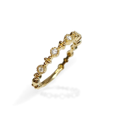 14K Brushed Gold Diamond Fashion Stack Ring SCR-1004