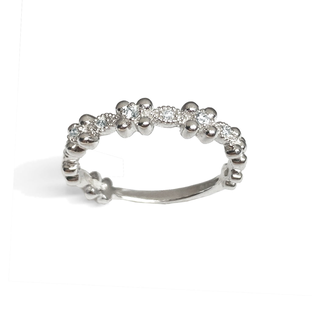 14K GOLD CLOVER AND MARQUISE DAIMOND STACK RING SR45047