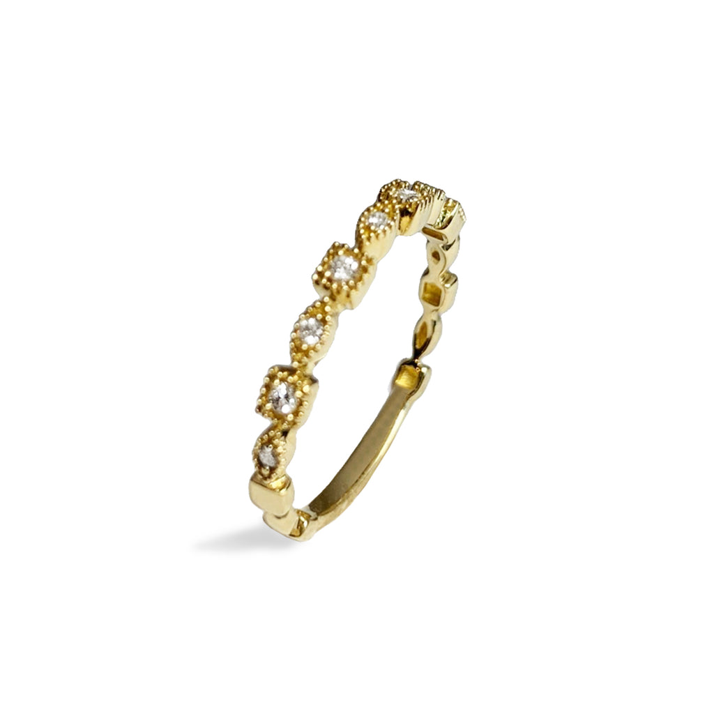 14K Square & Marquise Wedding Stack Ring SR45049