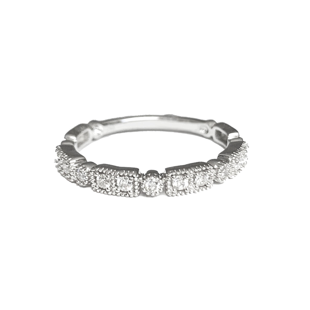 14K Square & Circle Diamond Band Stack Ring SR45058