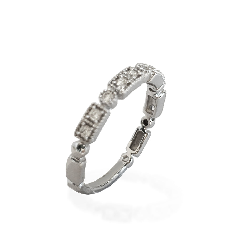 14K Square & Circle Diamond Band Stack Ring SR45058