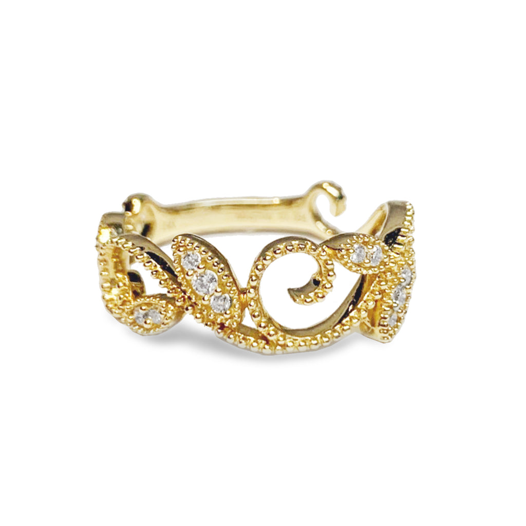 14k gold unique diamond milgrain fashion stack ring SR45061