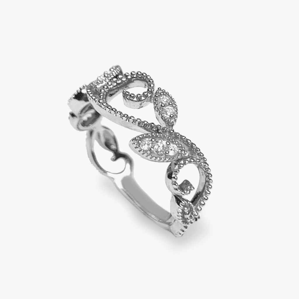 14k gold unique diamond milgrain fashion stack ring SR45061