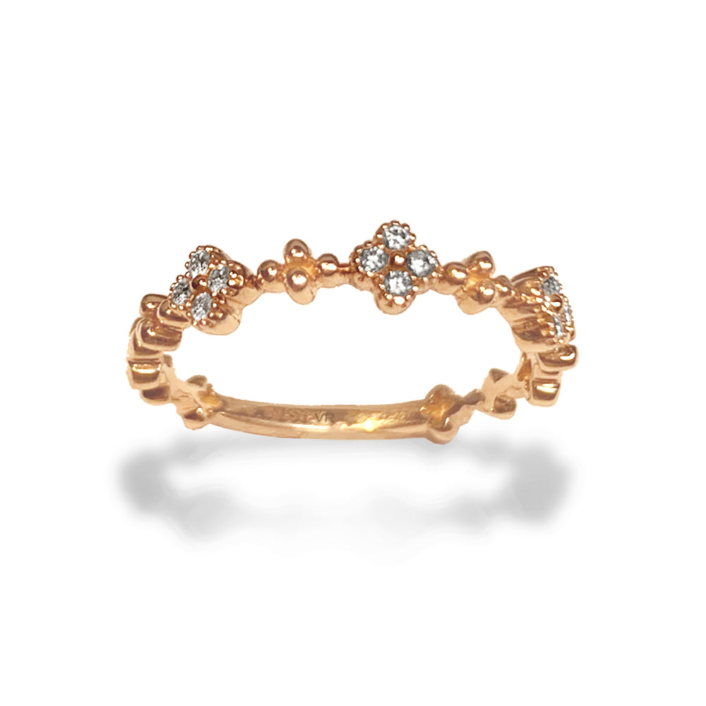 14k gold clover diamond fashion stack ring SR45045
