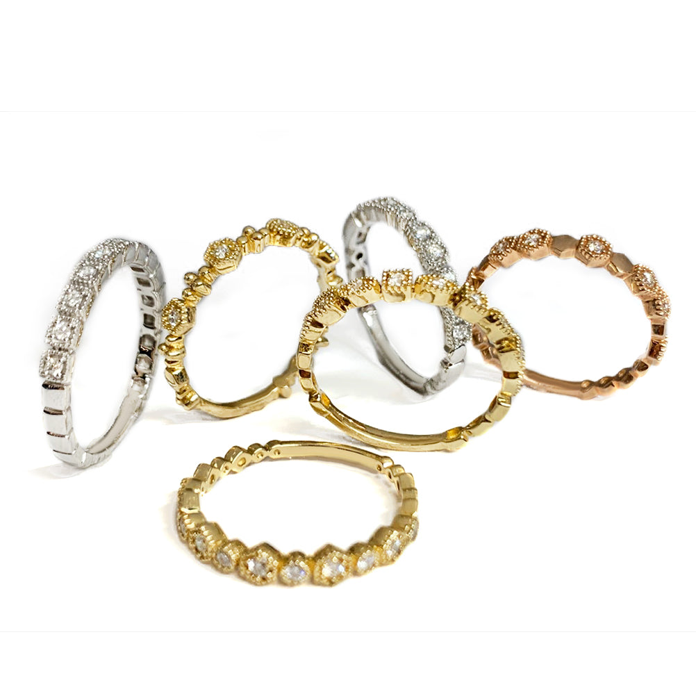 14K Square Beaded Diamond Wedding Band Ring SR45059