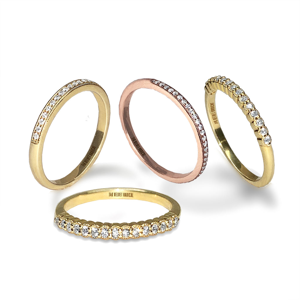 Aliança de casamento de diamante delicado ouro 14k MR31593W