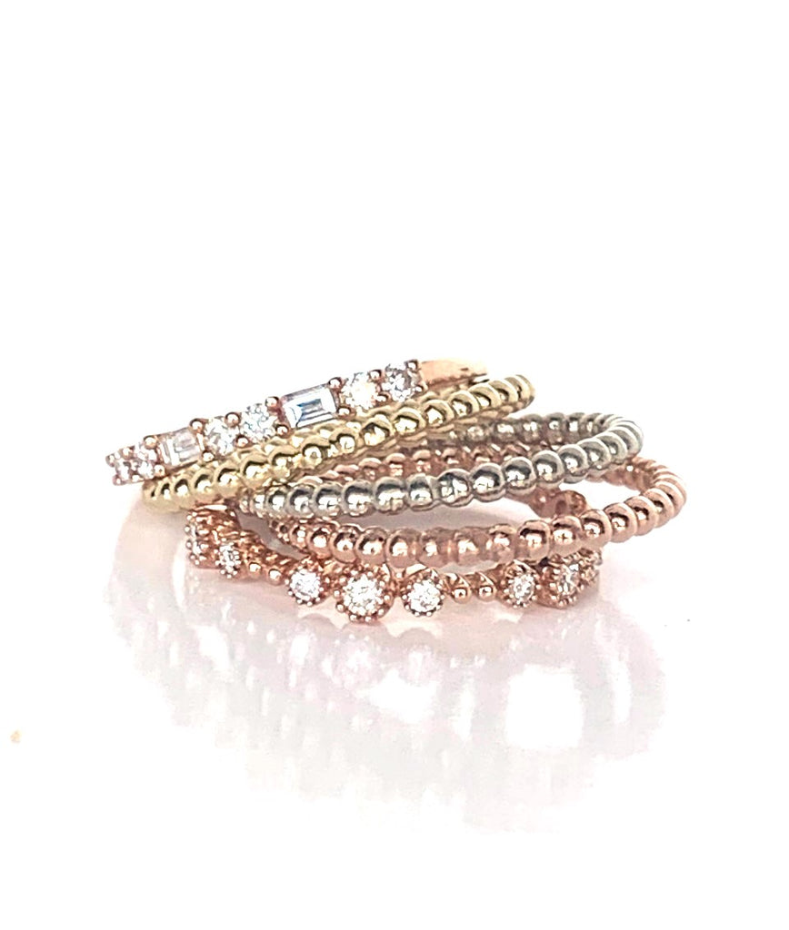 14k gold bead wedding band stack ring SRBEAD