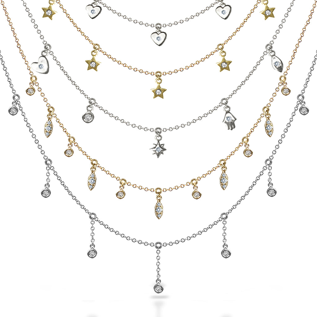 14k Gold diamond heart choker necklace MN44916