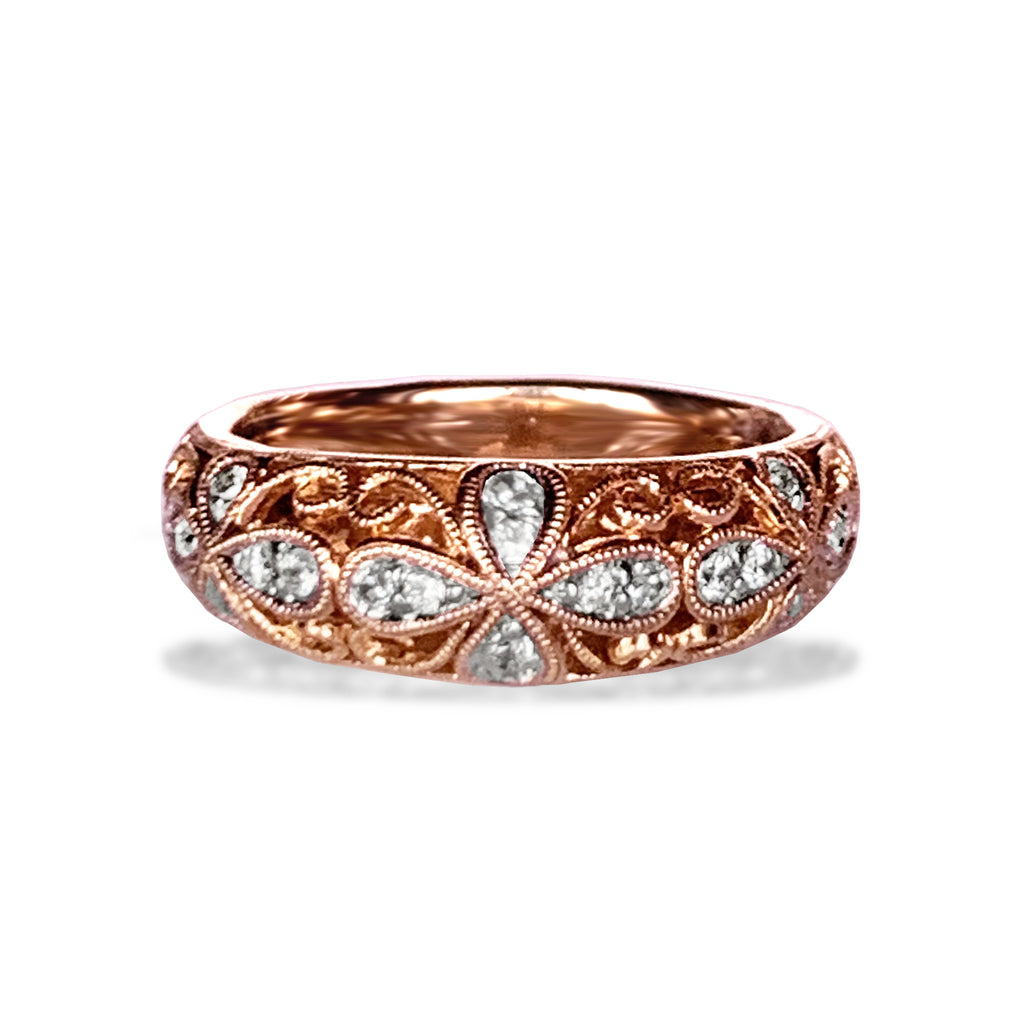 14k gold vintage milgrain diamond band WB469