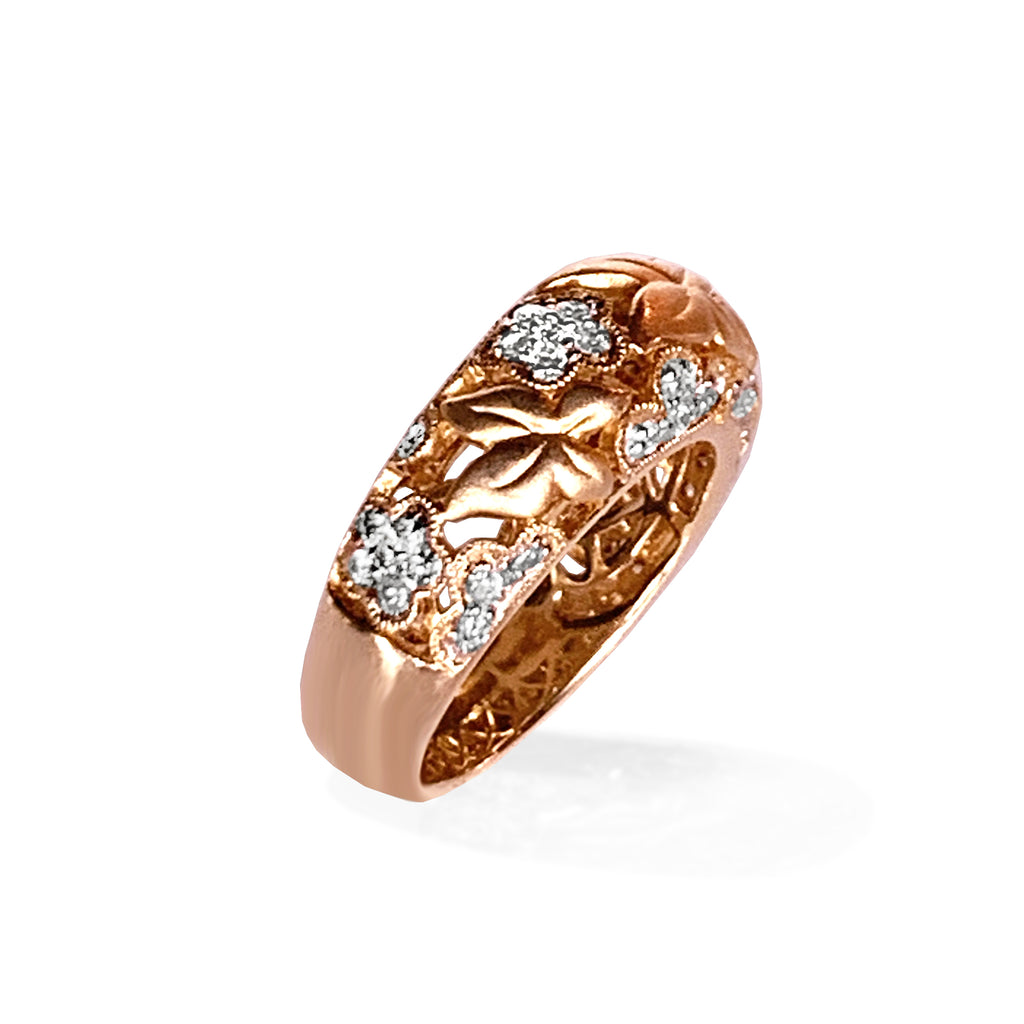 14k gold vintage milgrain diamond band WB470