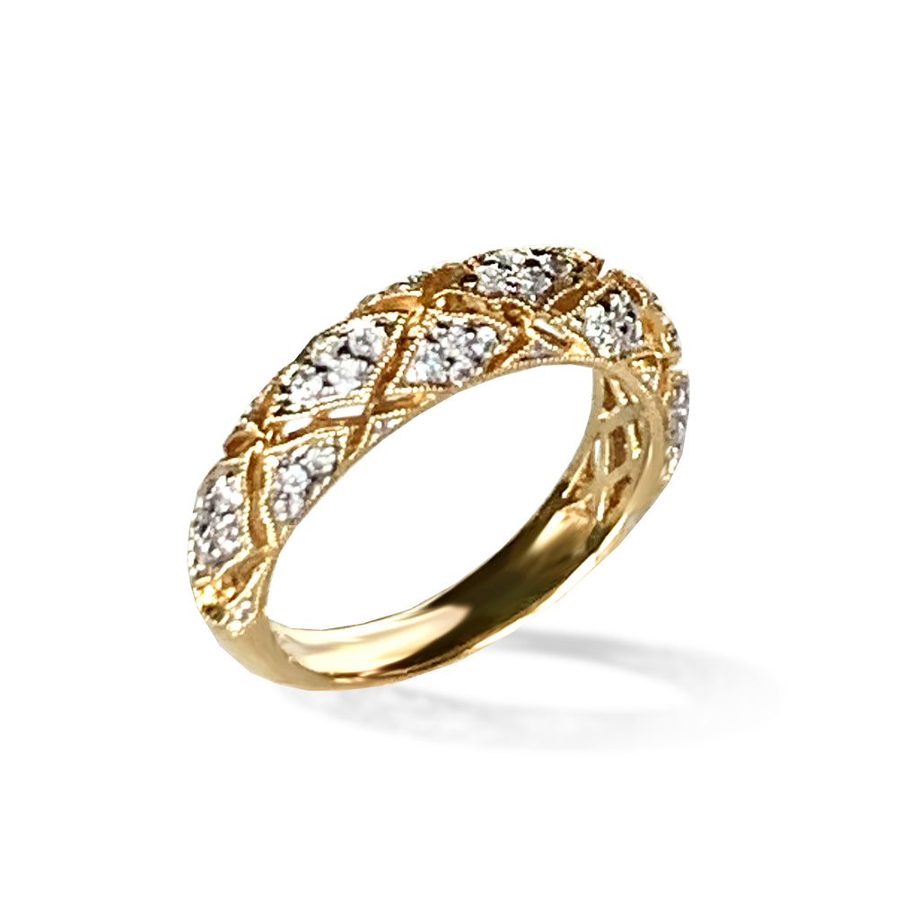 14k gold vintage milgrain diamond band WB471