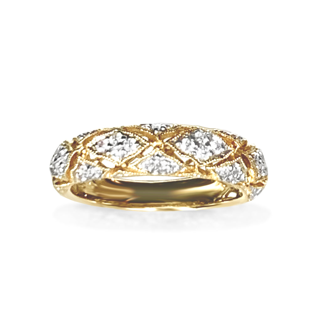 14k gold vintage milgrain diamond band WB471