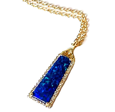 14k elongated triangle opal and diamond necklace MN24363OP