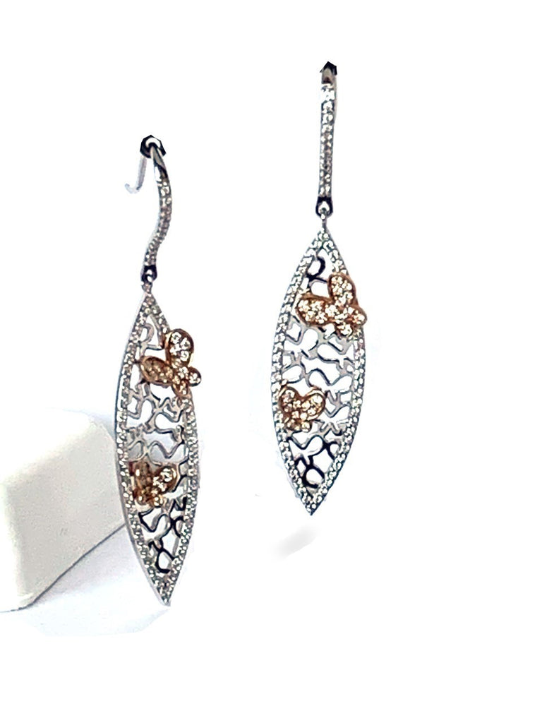 18k gold diamond butterfly fashion dangle earrings CCE1001