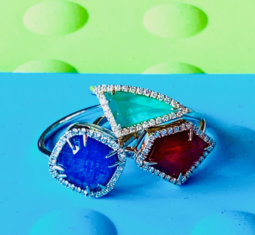 14k gold sapphire doublet fashion ring OR3DBS