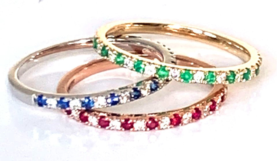 14K gold diamond & emerald mini hoop earrings ME2420DE