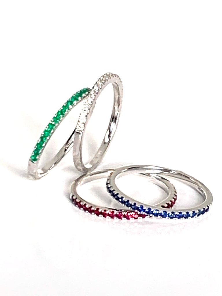 14k gold 1/2 eternity emerald fashion stack ring MR4862EM