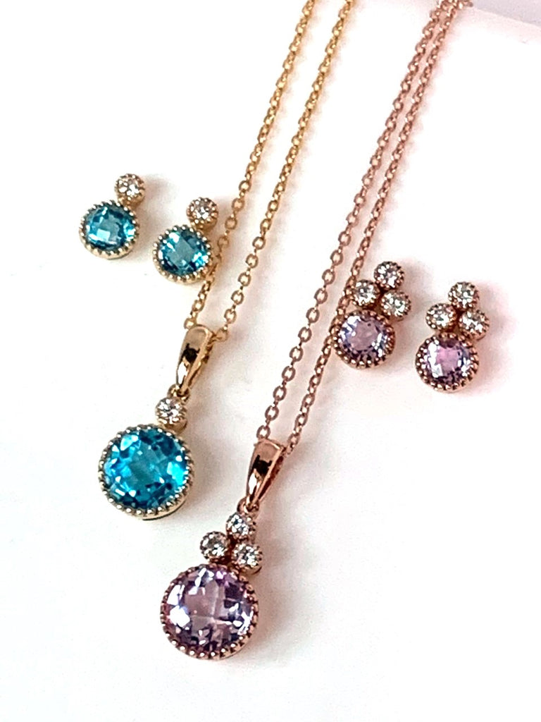 14k gold pink amethyst & diamond pendant MP45626AM