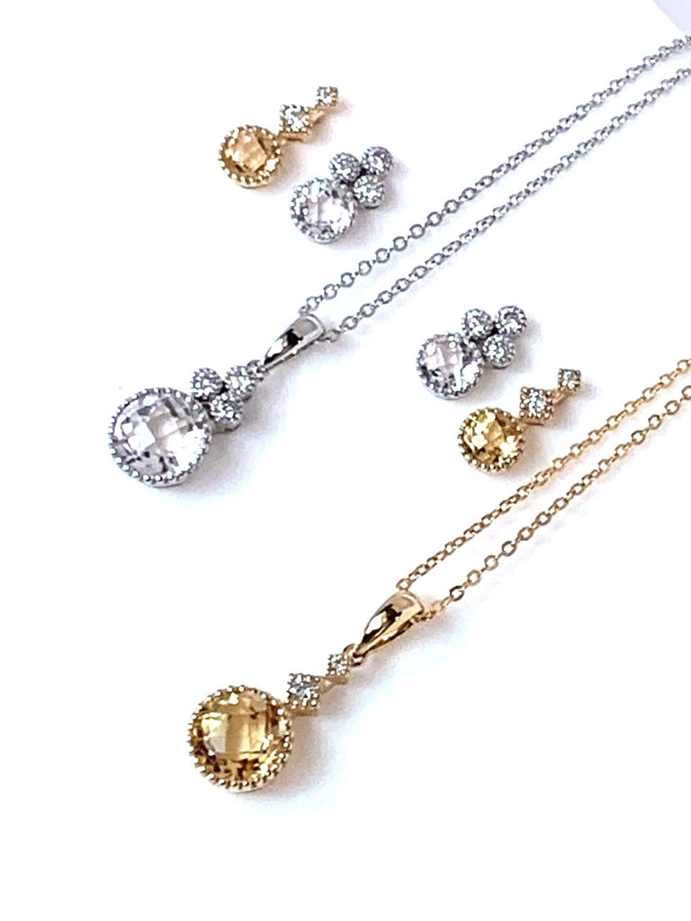 14k gold yellow citrine & diamond pendant MP45628CT