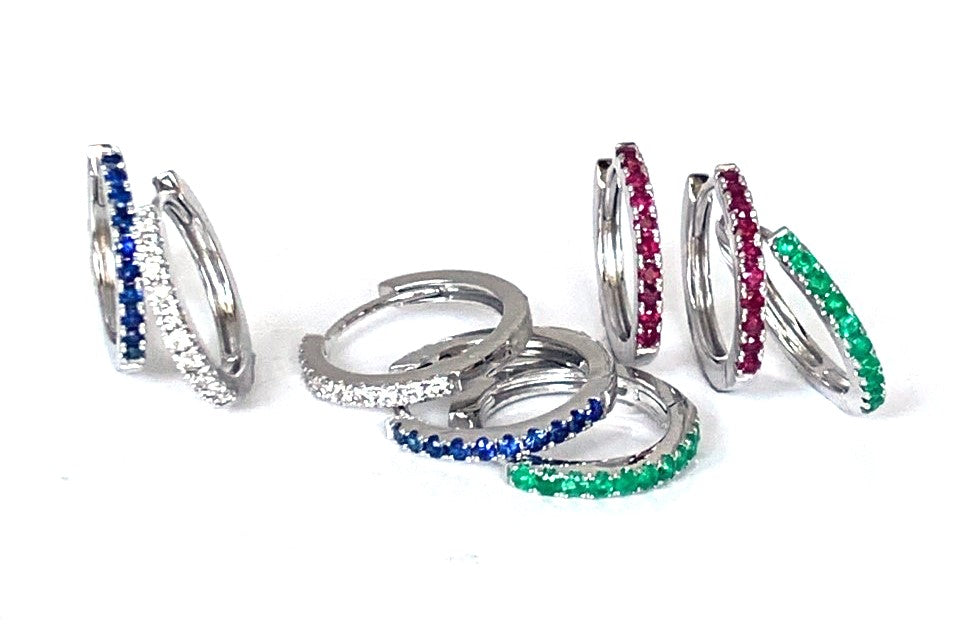 14K gold emerald mini hoop earrings ME2420E