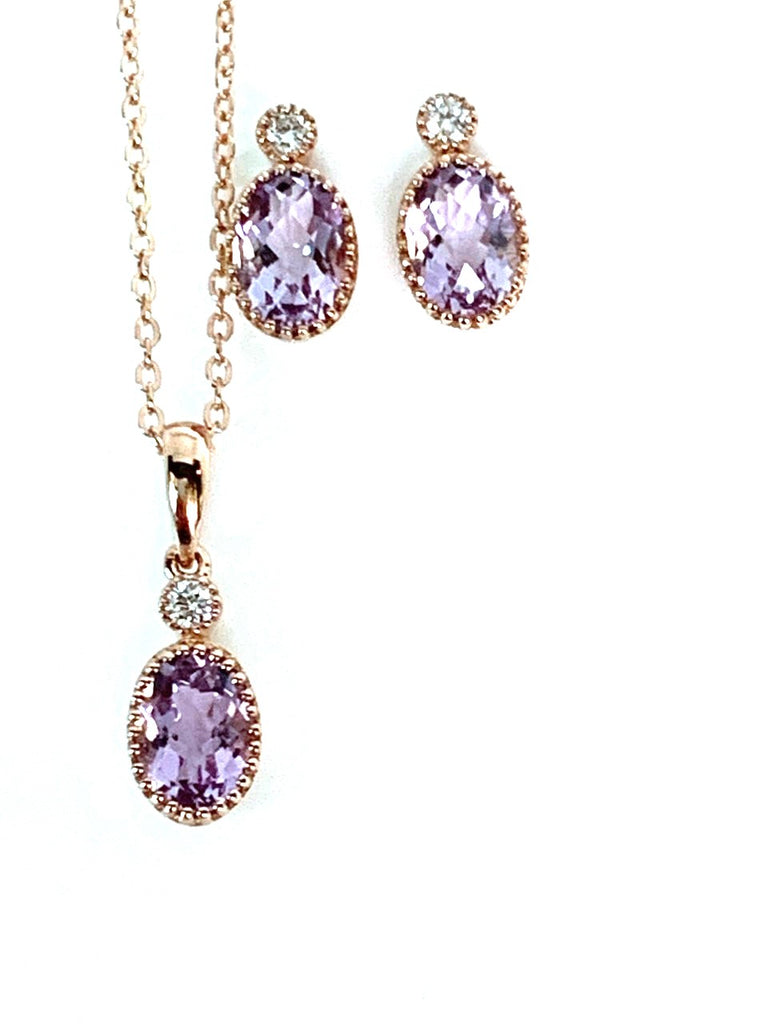 14k gold pink amethyst & diamond pendant MP45623AM
