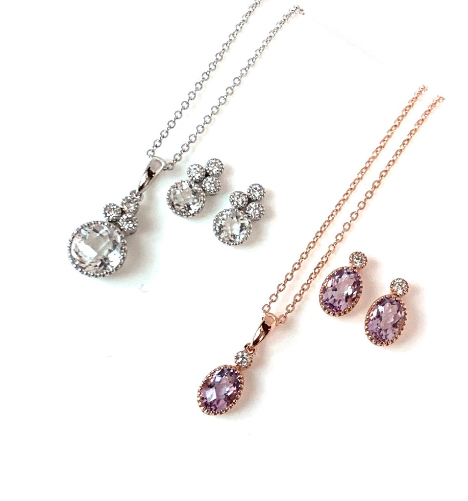 14k gold pink amethyst & diamond pendant MP45623AM