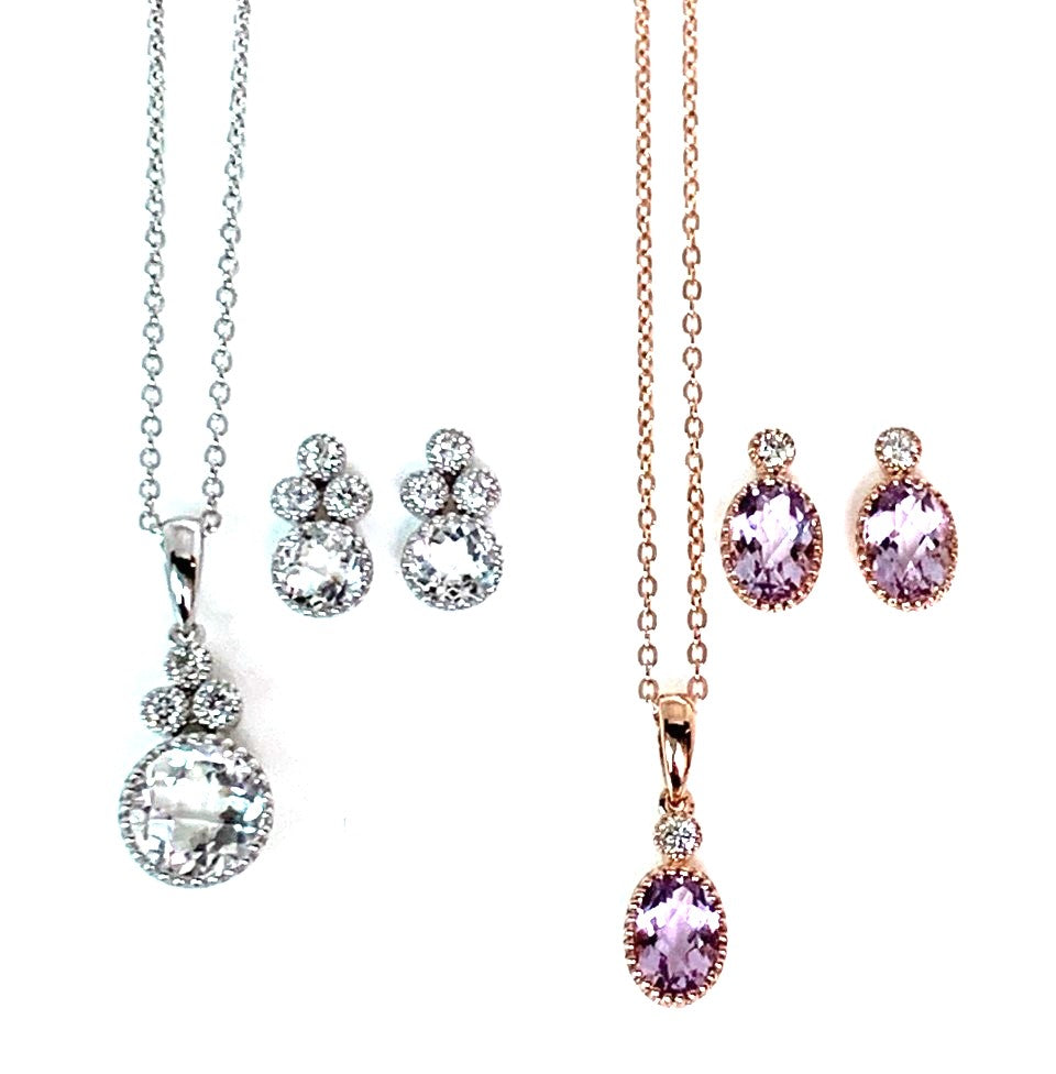 14k gold pink amethyst & diamond pendant MP45623AM