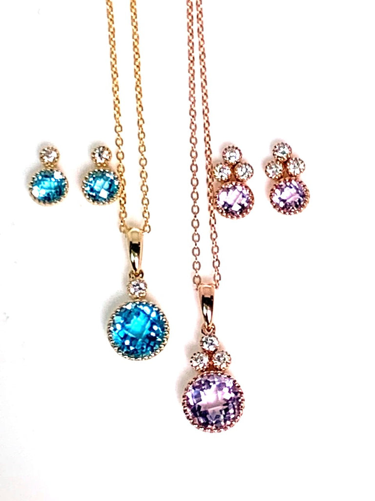 14k gold pink amethyst & diamond pendant MP45626AM