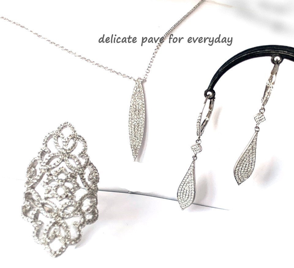 14k gold art deco diamond pave necklace MN2229