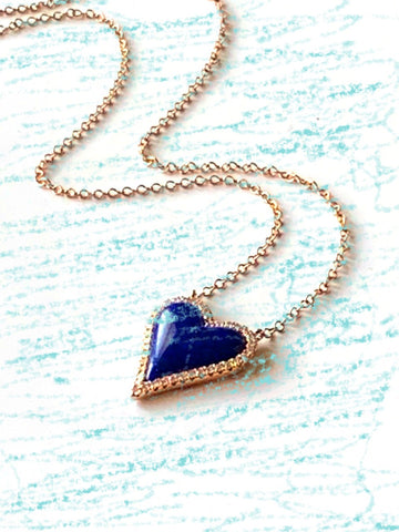14k multi color baguette heart necklace MN3343