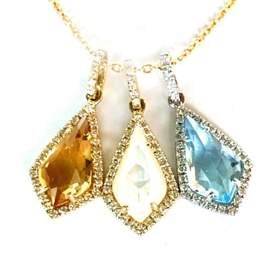 14k gold kite mother of pearl diamond pendant MP24586MP