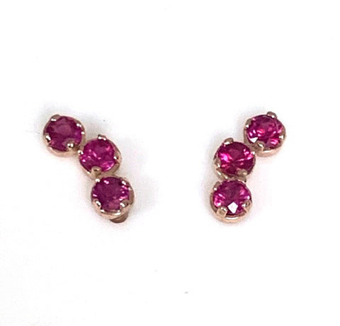 14K gold diamond & sapphire mini hoop earrings ME2420DBS
