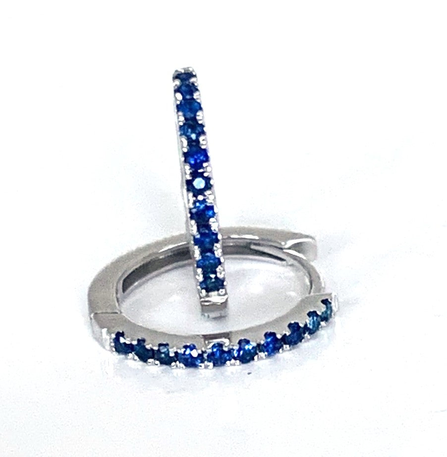 14K gold blue sapphire mini hoop earrings ME2420BS